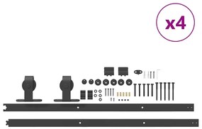 Kit de ferragens para porta deslizante 200 cm aço preto