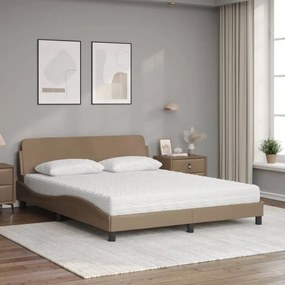 Cama com colchão 160x200 cm couro artificial cappuccino