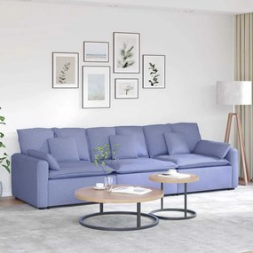 vidaXL Sofá modular com almofadas azul ganga