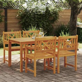vidaXL Conjunto de Jantar para Jardim 5 pcs Castanho