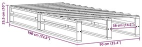 Cama sem colchão 90x190 cm madeira de pinho maciça branco