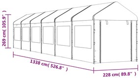 Gazebo com telhado 13,38x2,28x2,69 m polietileno branco