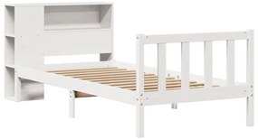 Cama com estante sem colchão 90x190 cm pinho maciço branco