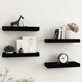 vidaXL Prateleiras de parede Loggia 4 pcs 40x15x4 cm MDF preto