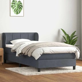 Cama com molas/colchão cinza-escuro 90x210 cm veludo