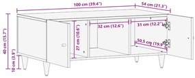 Mesa de centro 100x54x40 cm madeira de mangueira maciça