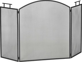 HOMCOM Protetor de Lareira 3 Painéis Dobráveis – Antifaíscas – 110 x 24 x 76,5 cm – Aço Preto | Aosom Portugal
