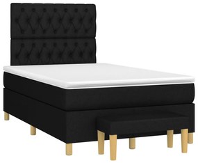 Cama boxspring com colchão 120x190 cm tecido preto