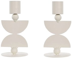 Conjunto de 2 castiçais em metal branco 13 cm DAPHNI Beliani