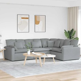 vidaXL Sofá modular com almofadas tecido cinzento-claro