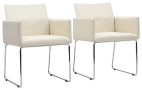 Cadeiras de jantar 2 pcs tecido aspeto linho branco