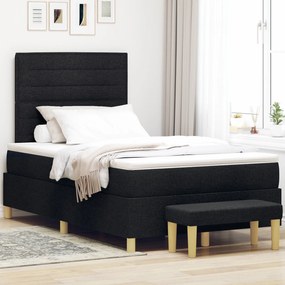 Cama Box Spring com Colchão e Banco Preto 120x200 cm Tecido
