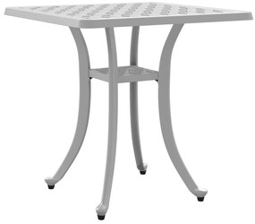 Mesa de jardim 53x53x53 cm alumínio fundido branco