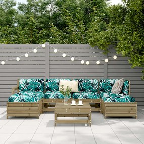 7 pcs conjunto sofás jardim madeira de pinho impregnada