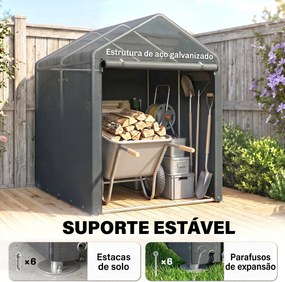 Abrigo para Ferramentas Bicicletas e Motos 1,2x1,8x1,65 m Garagem Portátil com 2 Habitações Cinza Escuro