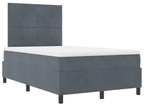 Cama Box com Colchão e LED VidaXL Cinza Escuro 120x190 cm Veludo