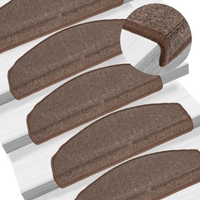 vidaXL Tapetes de escada 15 pcs 65x24x4 cm castanho café
