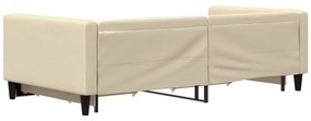 Sofá-cama com gavetão e gavetas 100x200 cm tecido cor creme