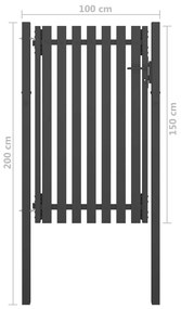 Portão de cerca para jardim 1x2 m aço antracite