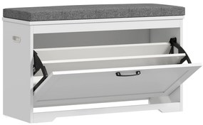 Banco Sapateira Moderno com Assento Acolchoado Prateleira Ajustável para 8 Pares de Sapatos 80x30x50 cm Branco