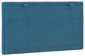 Almofadão de cabeceira 90 cm veludo azul