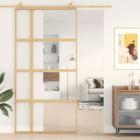 Porta deslizante 102,5x205 cm vidro ESG/alumÃnio dourado