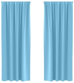 Cortinas com cortinas 2 pcs Azul claro 225 x 140 cm Poliéster