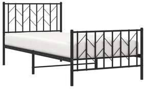 Estrutura de cama com cabeceira e pés 90x190 cm metal preto