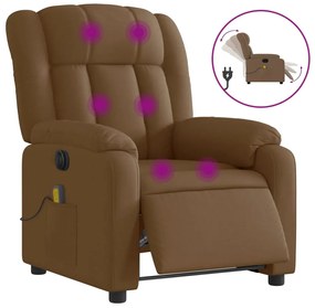 Poltrona de massagens reclinável elétrica tecido castanho