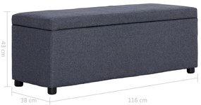 Banco c/ compartim. arrumação 116 cm poliéster cinzento-escuro