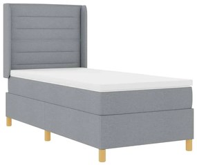 Cama Box com Colchão e Luz LED Cinza Claro 90x190 cm em Tecido