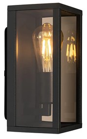 Candeeiro de parede exterior preto com vidro fumê 26 cm IP44 - Charlois Moderno