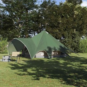 vidaXL Tenda Teepee com telhado Verde e Cinza 600 x 600 x 347 cm