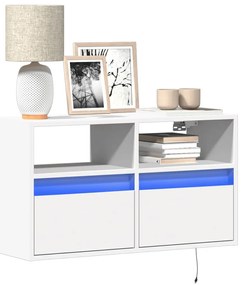 Móvel de parede para TV com luzes LED 80x31x45 cm branco