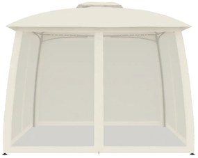 Gazebo com teto duplo e paredes de malha 2,93x2,93 m aço creme