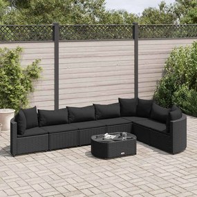 vidaXL 8 pcs conjunto sofás de jardim com almofadões vime PE preto