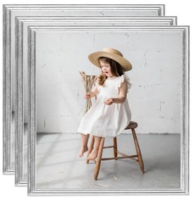 vidaXL Molduras para parede 3 pcs 50x50 cm MDF prateado