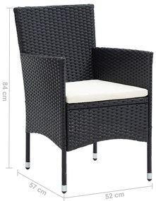 Cadeiras de jantar para jardim 4 pcs vime PE preto