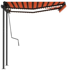 Toldo automático LED e sensor de vento 3x2,5m laranja/castanho