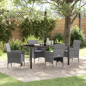 vidaXL Conjunto de Jantar Jardim 5 Peças Cinza Rattan PE