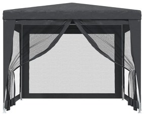 Tenda festas c/ 4 paredes laterais em rede 3x3 m PEAD antracite