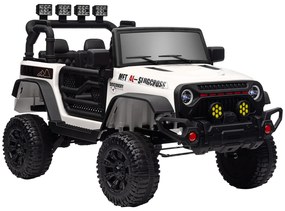 AIYAPLAY Carro Elétrico para Crianças com Bateria de 12V Controlo Remoto Faróis LED Buzina e Música 100x63x65 cm Branco | Aosom Portugal