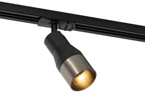 Foco moderno preto com acabamento em metal cinzento para sistema de trilhos monofásico GU10 50 mm - Iconic Kohua