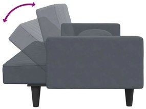 2 pcs conjunto de sofás com almofadas veludo cinzento-escuro