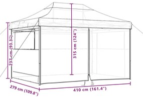 Tenda p/ festas pop-up dobrável com 4 paredes laterais castanho