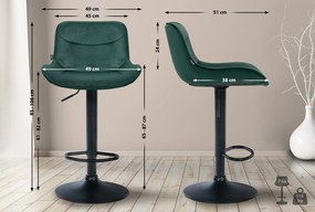 Banco alto em veludo com estrutura preta 85-106 x 49 x 51 cm verde