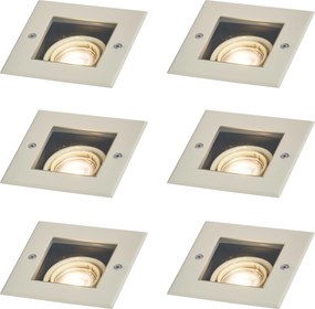 Conjunto de 6 Focos de Chão Ajustáveis Modernos Bege GU10 50mm IP65 - Oneon