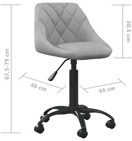 Cadeira de escritório veludo cinzento-claro