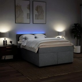 Cama com molas/colchão 160x200 cm tecido cinzento-claro