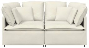 Sofá modular com almofadas veludo creme